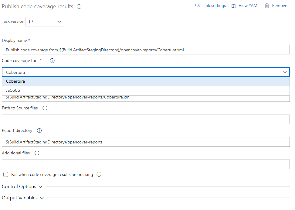 Publish Code Coverage Result Task